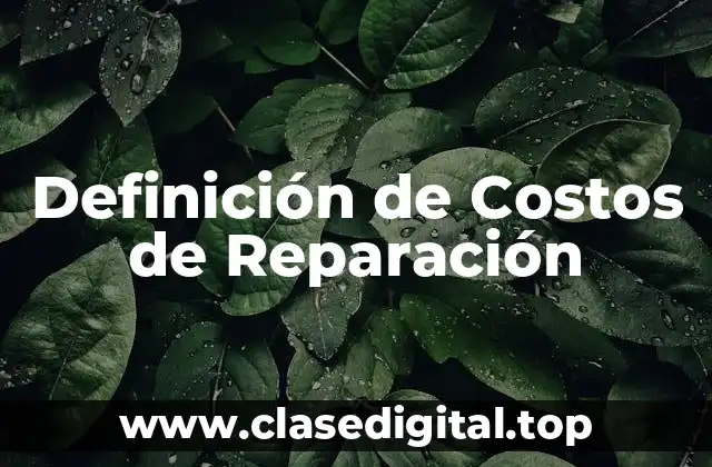 Definición de Costos de Reparación
