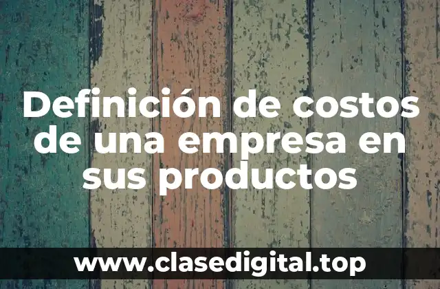 Definición de costos de una empresa en sus productos