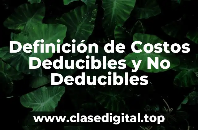 Definición de Costos Deducibles y No Deducibles