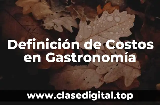 Definición de Costos en Gastronomía