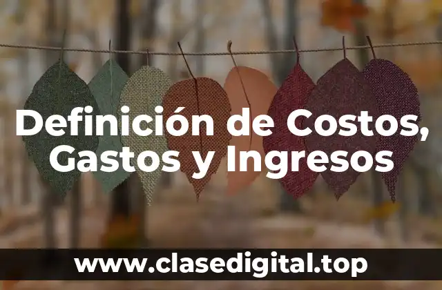 Definición de Costos, Gastos y Ingresos