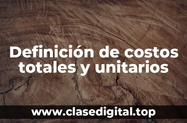 Definición de costos totales y unitarios