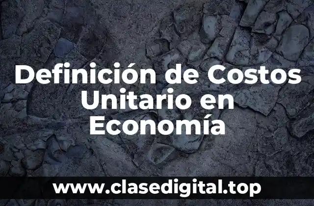Definición de Costos Unitario en Economía