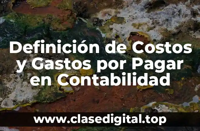 Definición de Costos y Gastos por Pagar en Contabilidad