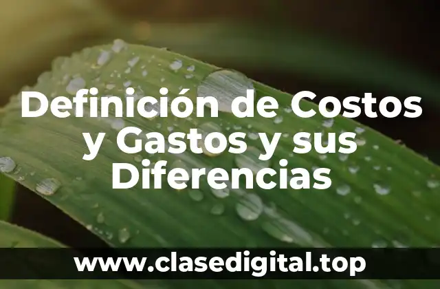 Definición de Costos y Gastos y sus Diferencias