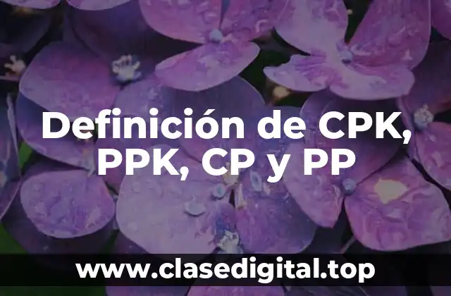 Definición de CPK, PPK, CP y PP
