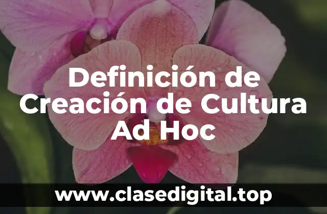 Definición de Creación de Cultura Ad Hoc