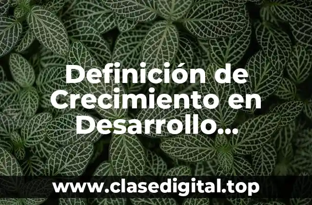 Definición de Crecimiento en Desarrollo Sostenible