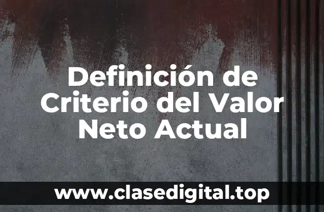 Definición de Criterio del Valor Neto Actual