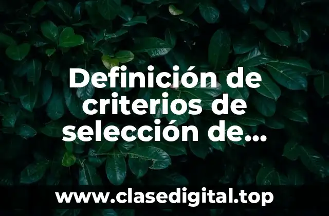 Definición de criterios de selección de proyectos