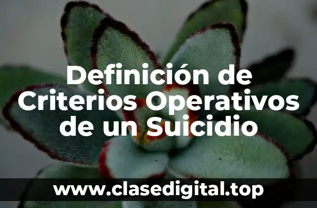 Definición Técnica de Criterios Operativos de un Suicidio