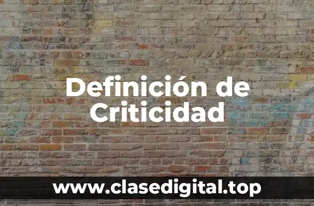 Definición de Criticidad