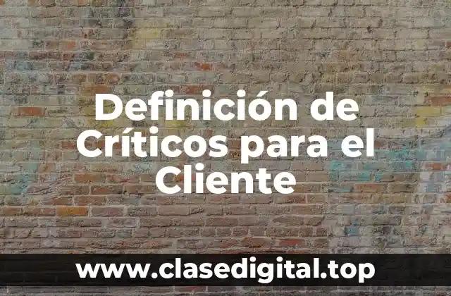 Definición de Críticos para el Cliente