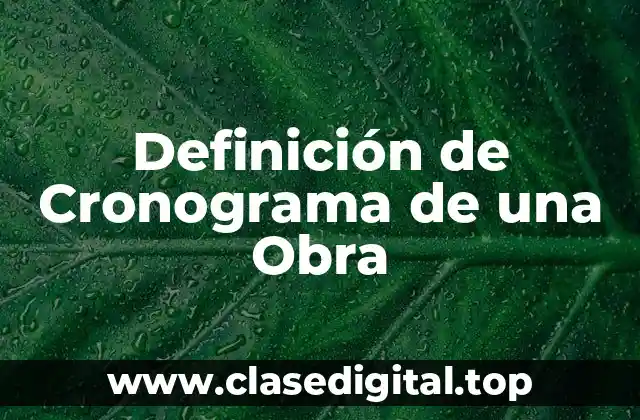 Definición de Cronograma de una Obra