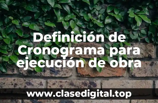 Definición de Cronograma para ejecución de obra