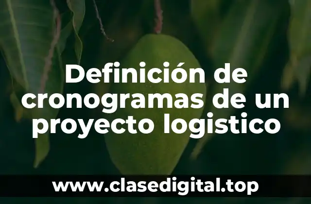Definición de cronogramas de un proyecto logistico