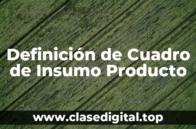 Definición de Cuadro de Insumo Producto
