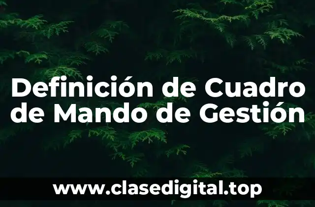 Definición de Cuadro de Mando de Gestión