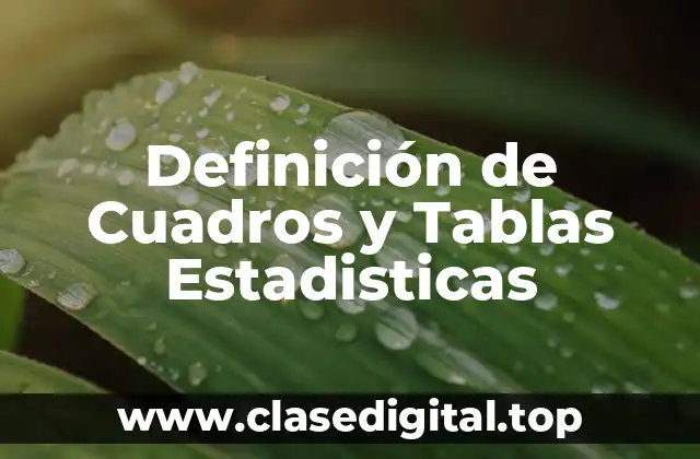 Definición de Cuadros y Tablas Estadisticas