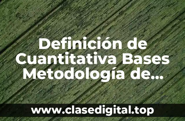 Definición de Cuantitativa Bases Metodología de Investigación