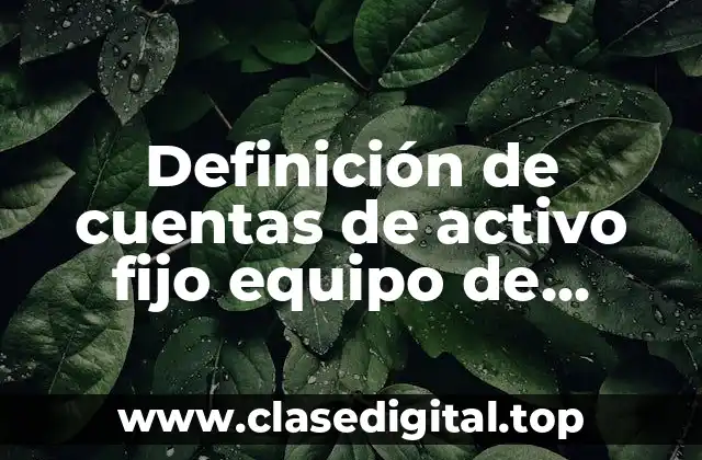 Definición de cuentas de activo fijo equipo de computo