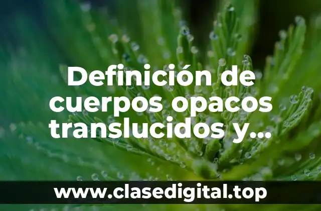 Definición de cuerpos opacos translucidos y transparentes