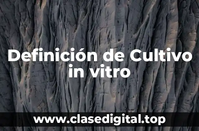 Definición de Cultivo in vitro