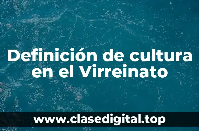 Definición técnica de cultura en el Virreinato