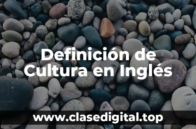 Definición de Cultura en Inglés