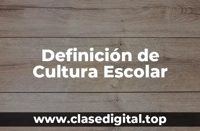Definición Técnica de Cultura Escolar