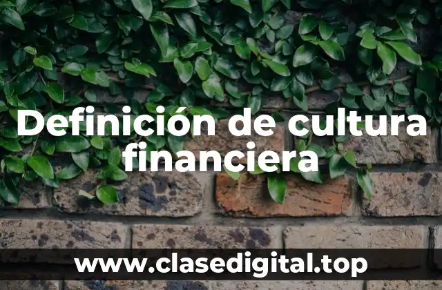 Definición de cultura financiera