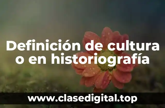 Definición de cultura o en historiografía