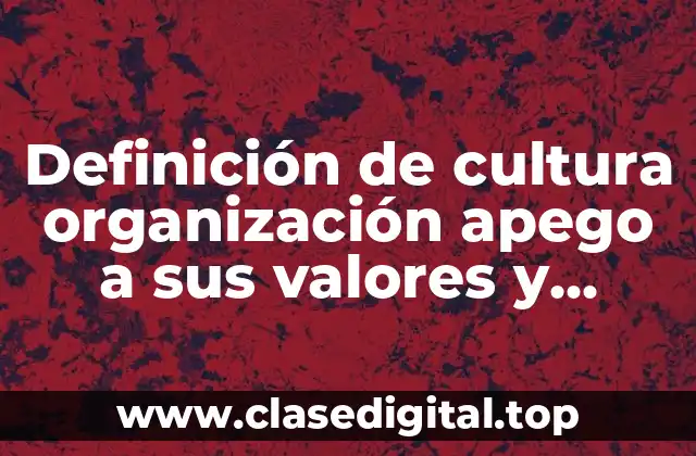 Definición de cultura organización apego a sus valores y políticas