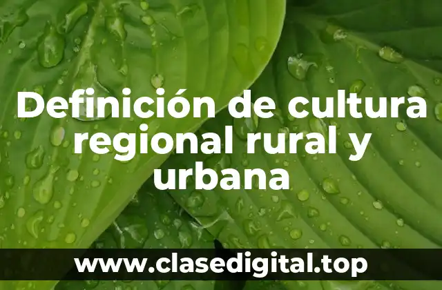 Definición de cultura regional rural y urbana