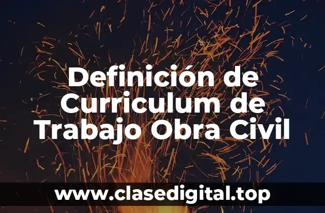 Definición de Curriculum de Trabajo Obra Civil