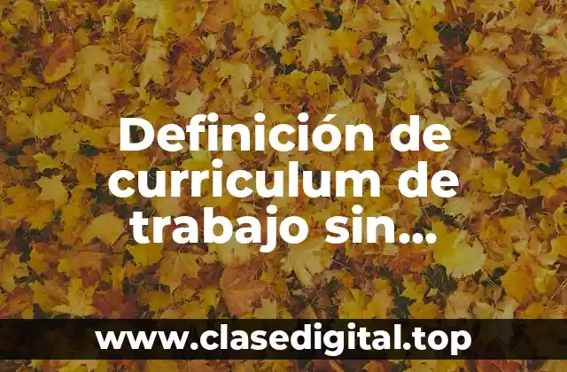 Ejemplos de curriculum de trabajo sin experiencia