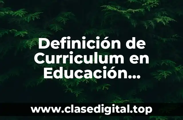 Definición de Curriculum en Educación Preescolar