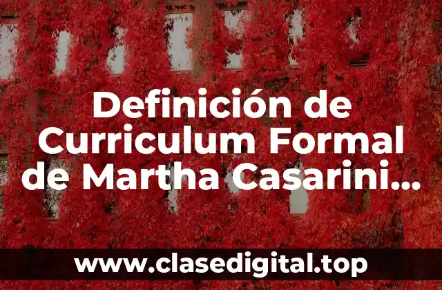 Definición de Curriculum Formal de Martha Casarini Ratto