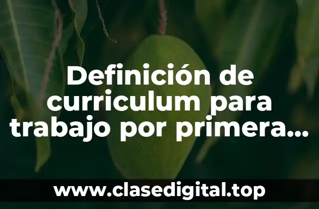 Definición de curriculum para trabajo por primera vez