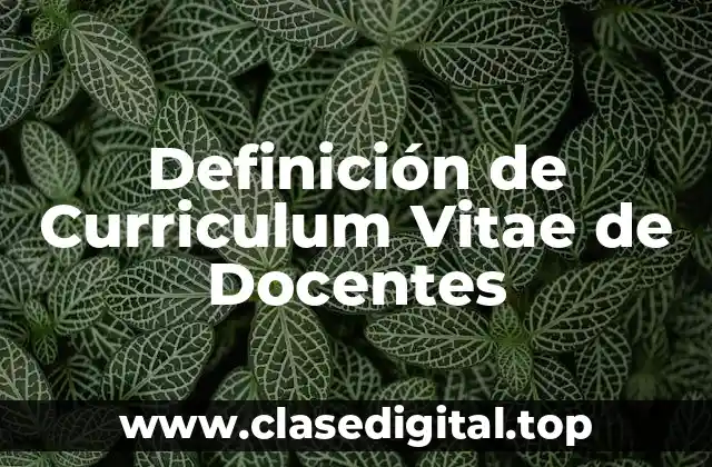 Definición de Curriculum Vitae de Docentes