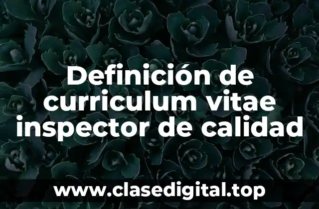 Definición de curriculum vitae inspector de calidad