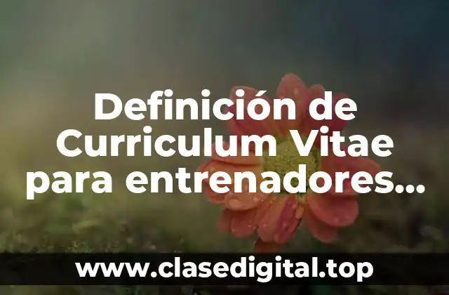 Definición de Curriculum Vitae para entrenadores sin experiencia