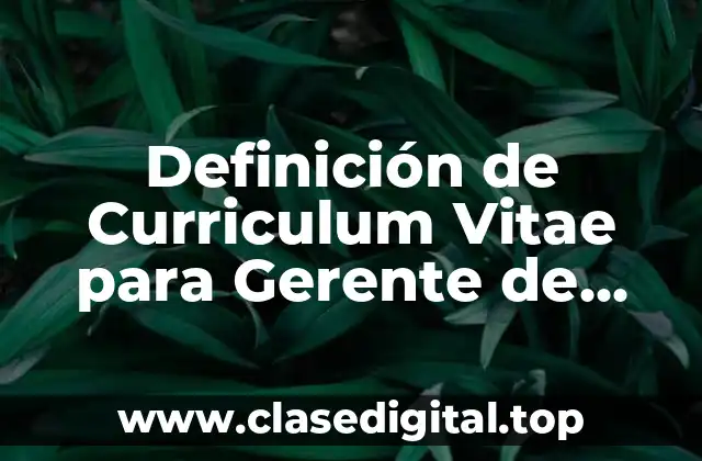 Definición de Curriculum Vitae para Gerente de Ventas