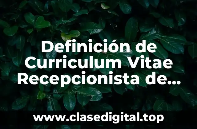 Definición de Curriculum Vitae Recepcionista de Hotel