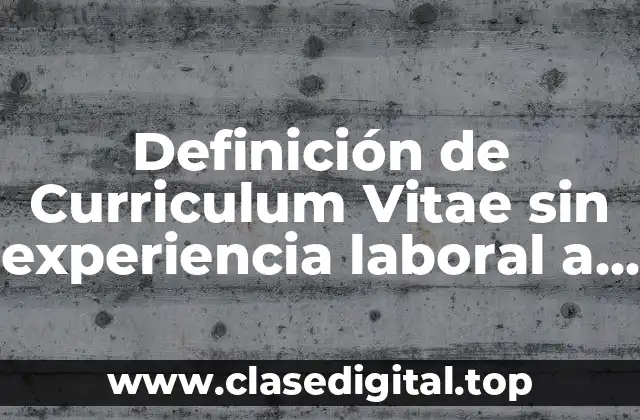Definición de Curriculum Vitae sin experiencia laboral a 18 años