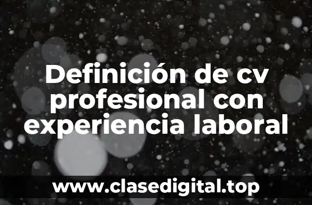 Ejemplos de cv profesionales con experiencia laboral