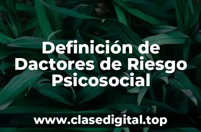 Definición de Dactores de Riesgo Psicosocial