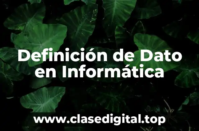 Definición de Dato en Informática