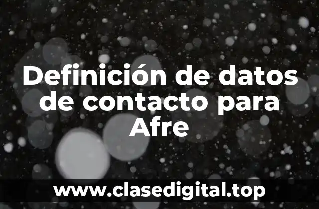 Definición de datos de contacto para Afre