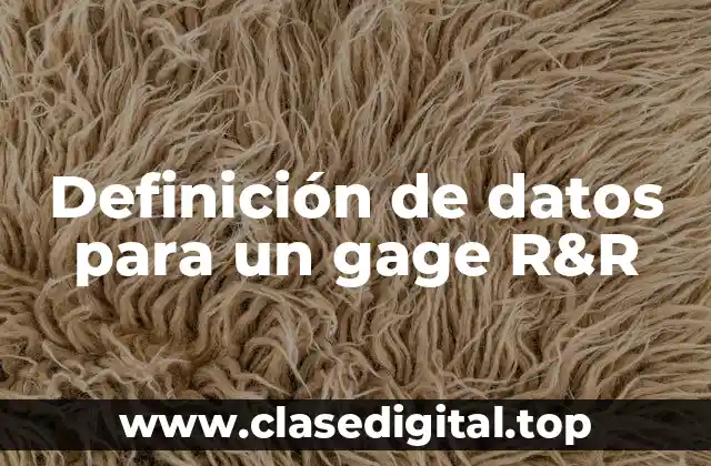 Definición de datos para un gage R&R